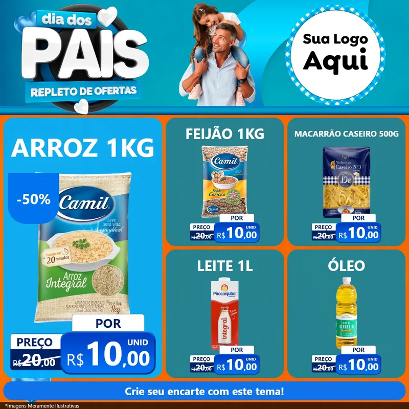 Modelo de Rede Social para Feed Facebook com o tema Dia Dos Pais Repleto de Ofertas para Supermercado