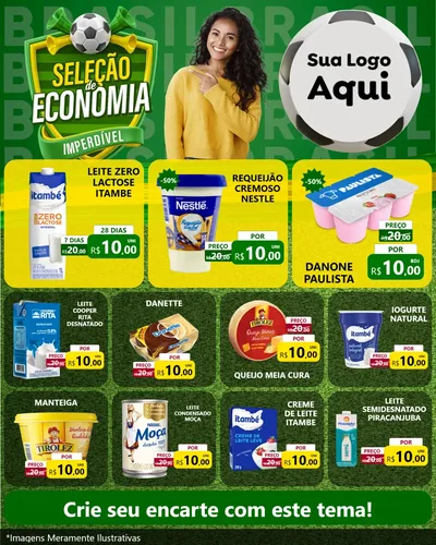 Modelo de Rede Social para Feed Instagram com o tema Seleção de Economia - Copa para Frios e Laticínios