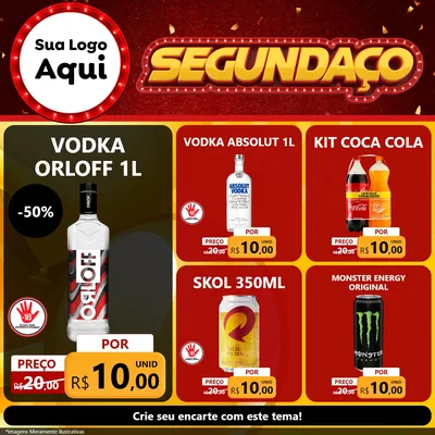Modelo de Rede Social para Feed Facebook com o tema Segundaço para Distribuidora de bebidas