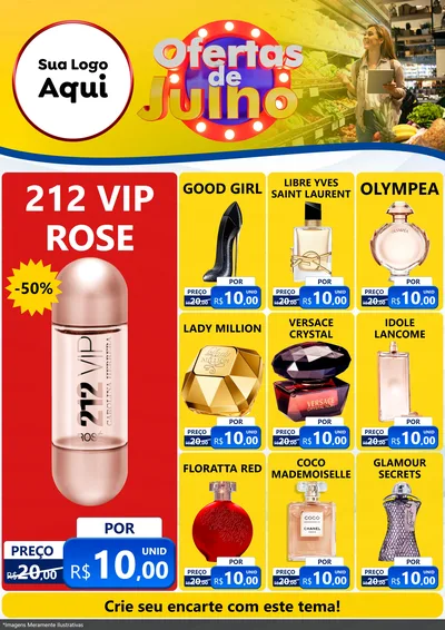 Modelo de Encarte para Encarte A4 Vertical com o tema Ofertas de Julho para Perfumes