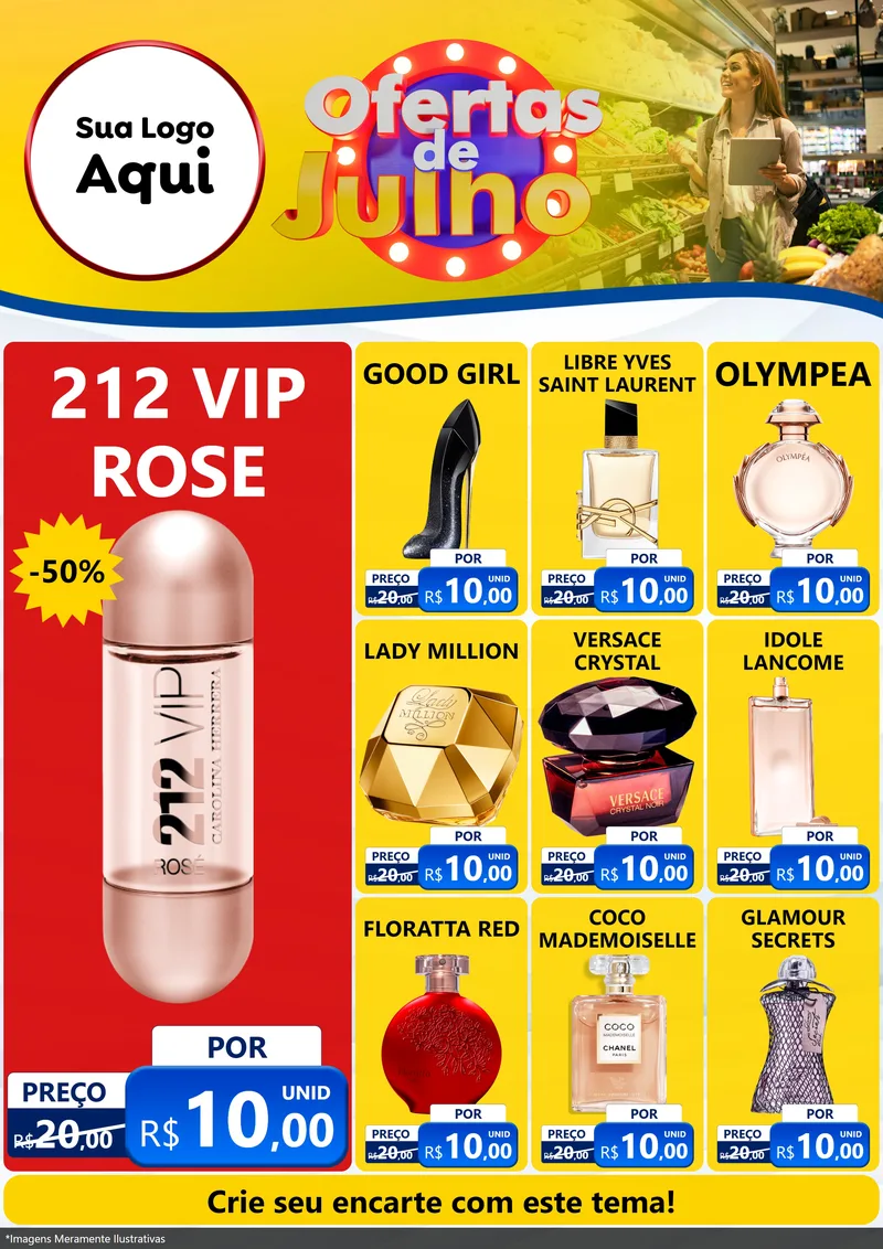 Modelo de Encarte para Encarte A4 Vertical com o tema Ofertas de Julho para Perfumes
