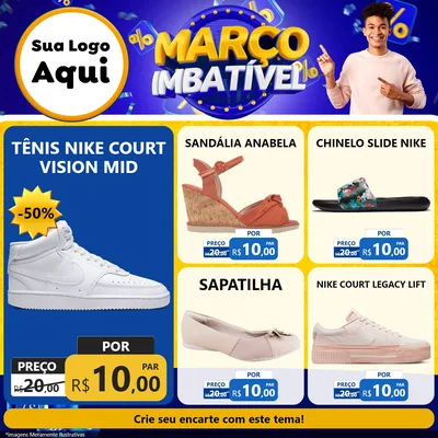 Modelo de Rede Social para Feed Facebook com o tema Março Imbatível para Calçados