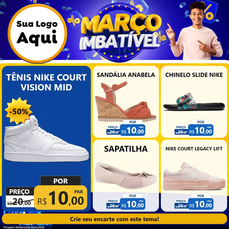 Modelo de Rede Social para Feed Facebook com o tema Março Imbatível para Calçados