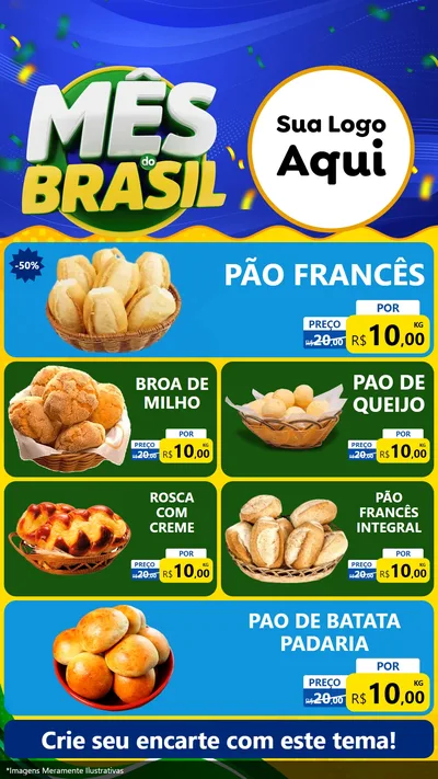 Modelo de TV para TV Vertical com o tema Mês do Brasil para Padaria