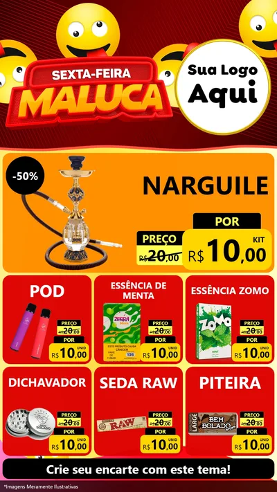 Modelo de Rede Social para Stories com o tema Sexta-feira Maluca para Tabacaria