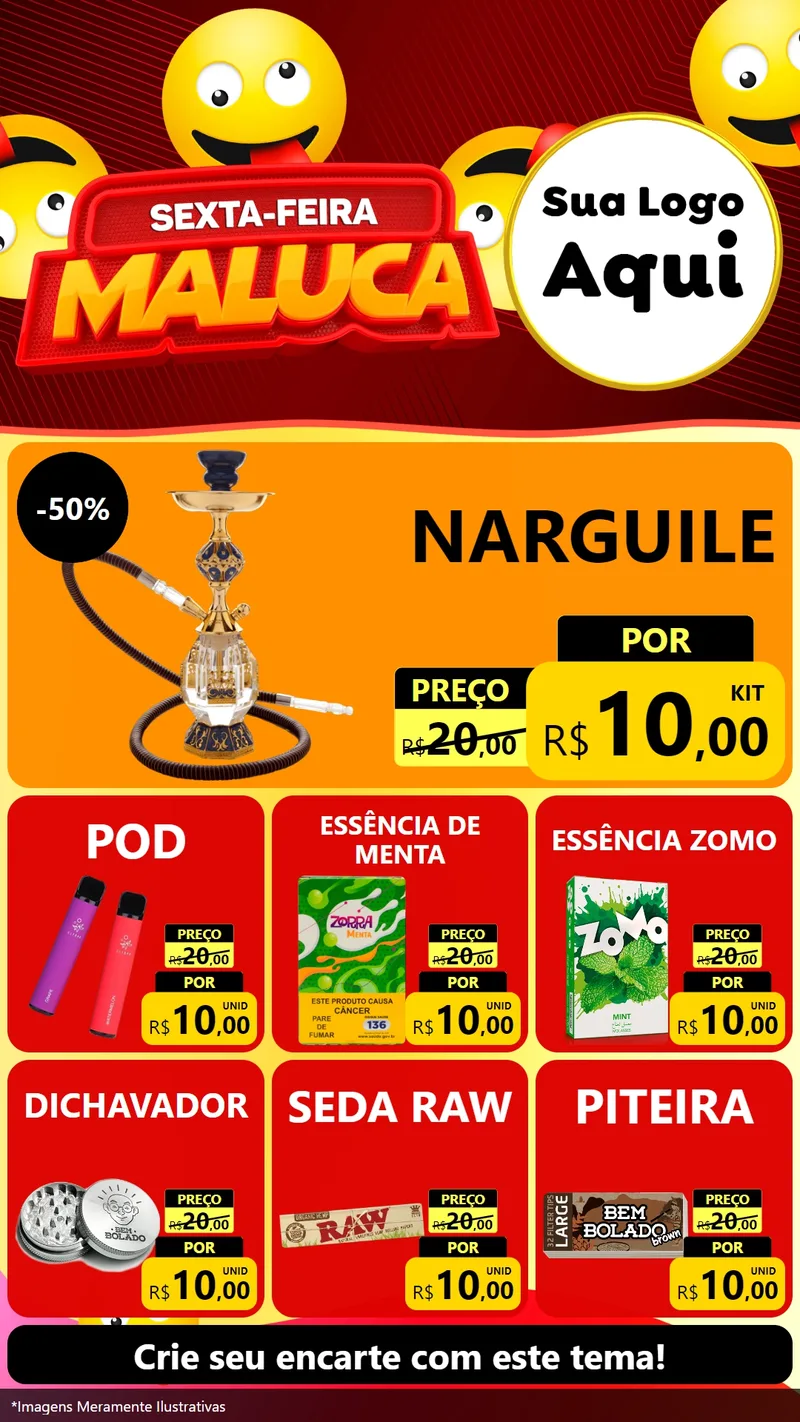 Modelo de Rede Social para Stories com o tema Sexta-feira Maluca para Tabacaria