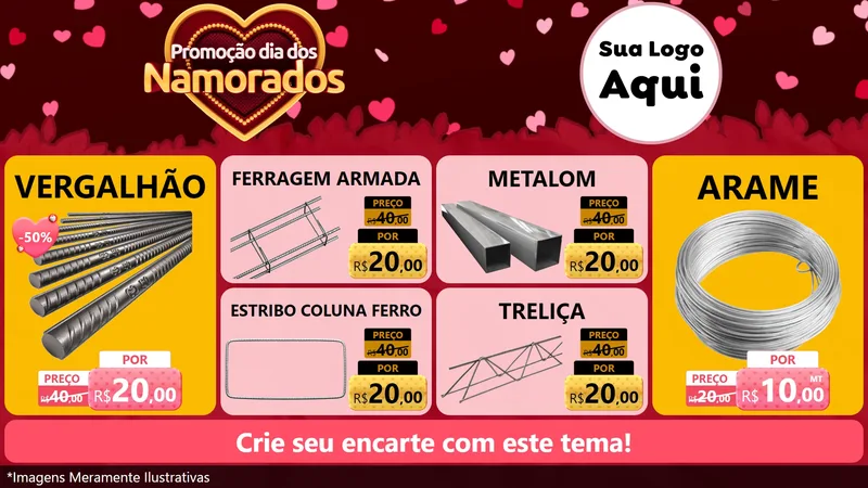 Modelo de TV para TV Horizontal com o tema Promoção Dia Dos Namorados para Ferragens