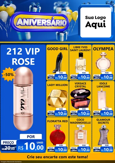 Modelo de Encarte para Encarte A4 Vertical com o tema Aniversário para Perfumes