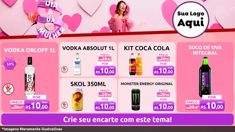 Modelo de TV para TV Horizontal com o tema Dia da Mulher para Distribuidora de bebidas