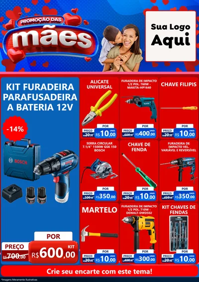 Modelo de Encarte para Encarte A4 Vertical com o tema Promoção das Mães para Maquinas e Ferramentas