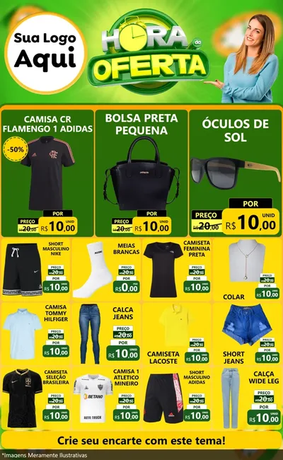 Modelo de Encarte para Encarte Grande com o tema Hora da Oferta para Roupas e acessórios