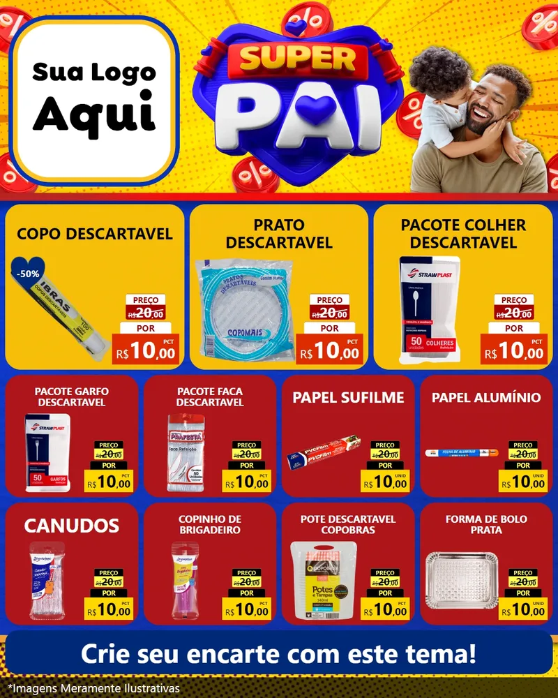Modelo de Rede Social para Feed Instagram com o tema Super Pai para Embalagens