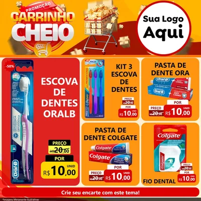 Modelo de Rede Social para Feed Facebook com o tema Promoção carrinho cheio para Higiene Pessoal