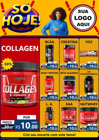 Modelo de Encarte para Encarte A4 Vertical com o tema Só Hoje! para Suplementos alimentares