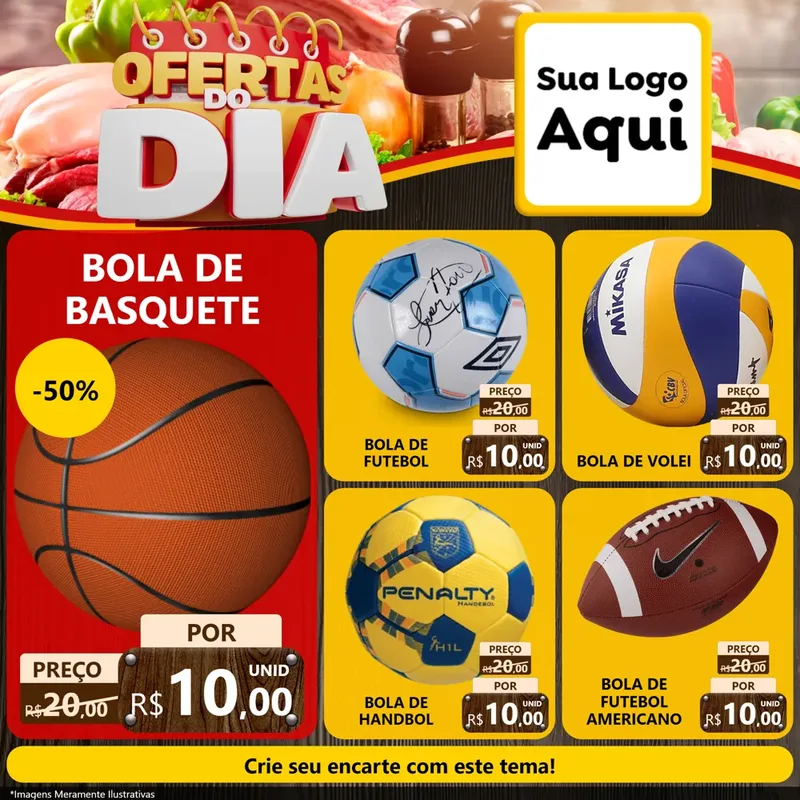 Modelo de Rede Social para Feed Facebook com o tema Ofertas do Dia para Artigos Esportivos