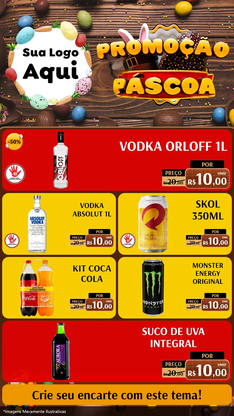 Modelo de TV para TV Vertical com o tema Promoção Páscoa para Distribuidora de bebidas