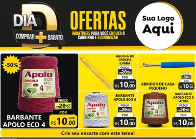 Modelo de Encarte para Encarte A4 Horizontal com o tema Dia D Mais Economia para Armarinho e Aviamentos