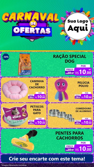 Modelo de TV para TV Vertical com o tema Carnaval de Ofertas para Pet Shop