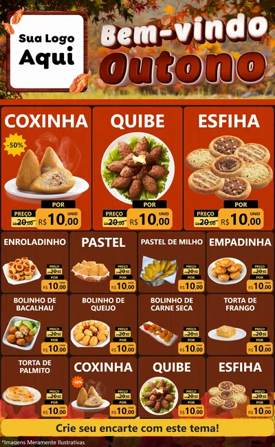 Modelo de Encarte para Encarte Grande com o tema Bem-vindo Outono para Salgadaria