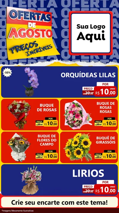 Modelo de TV para TV Vertical com o tema Ofertas de Agosto - Preços Incríveis para Floricultura e jardim