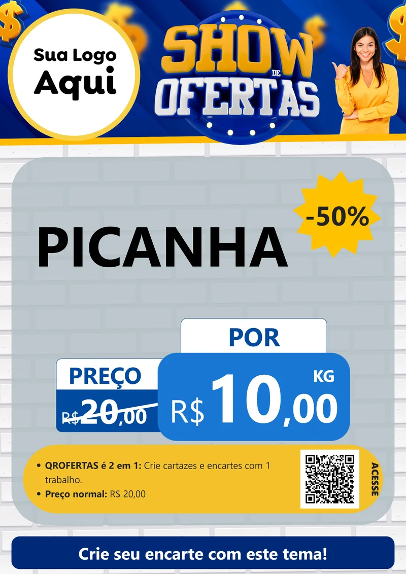 Modelo de Cartaz para Cartaz A4 Vertical com o tema Show de Ofertas para Açougue