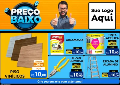 Modelo de Encarte para Encarte A4 Horizontal com o tema Preço Baixo para Material para Construção