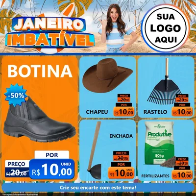 Modelo de Rede Social para Feed Facebook com o tema Janeiro Imbatível para Agropecuária