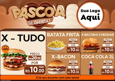 Modelo de Encarte para Encarte A4 Horizontal com o tema Páscoa de Ofertas para Hamburgueria