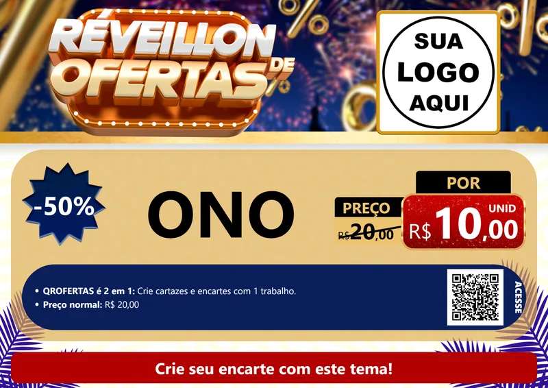 Modelo de Cartaz para Cartaz A4 Horizontal com o tema Réveillon de Ofertas para Óticas