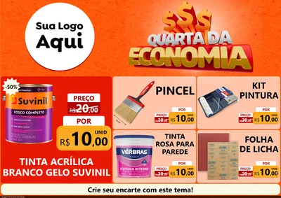 Modelo de Encarte para Encarte A4 Horizontal com o tema Quarta da Economia para Tintas e Ferramentas