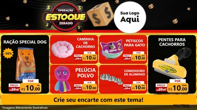 Modelo de TV para TV Horizontal com o tema Operação Estoque Zerado para Pet Shop