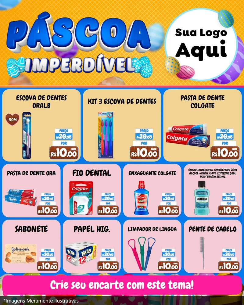 Modelo de Rede Social para Feed Instagram com o tema Páscoa Imperdível para Higiene Pessoal
