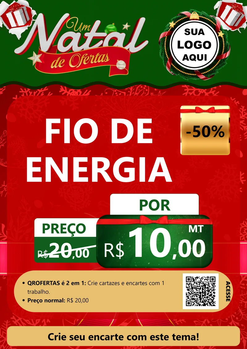 Modelo de Cartaz para Cartaz A4 Vertical com o tema Um Natal de Ofertas para Materiais Elétricos