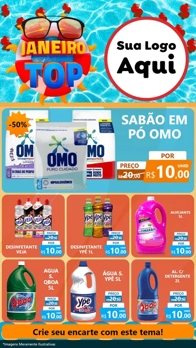 Modelo de Rede Social para Stories com o tema Janeiro Top para Produtos de Limpeza