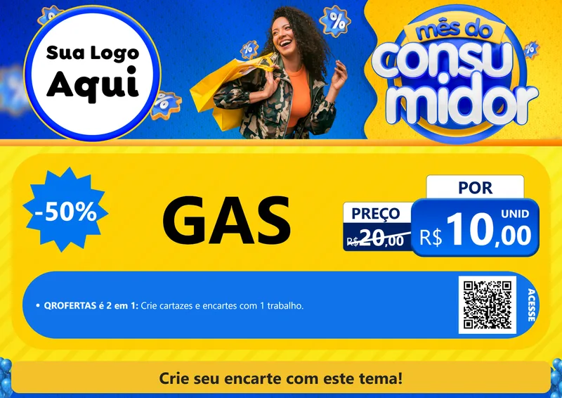 Modelo de Cartaz para Cartaz A4 Horizontal com o tema Mês do Consumidor para Água e gás