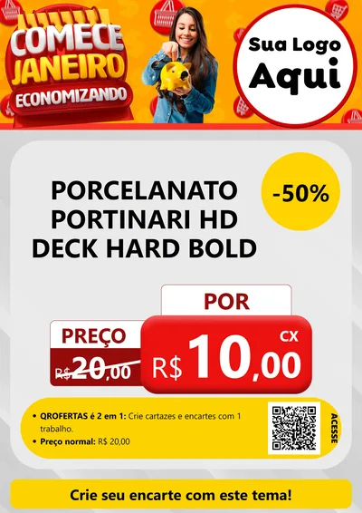 Modelo de Cartaz para Cartaz A4 Vertical com o tema Comece Janeiro Economizando para Pisos e revestimentos