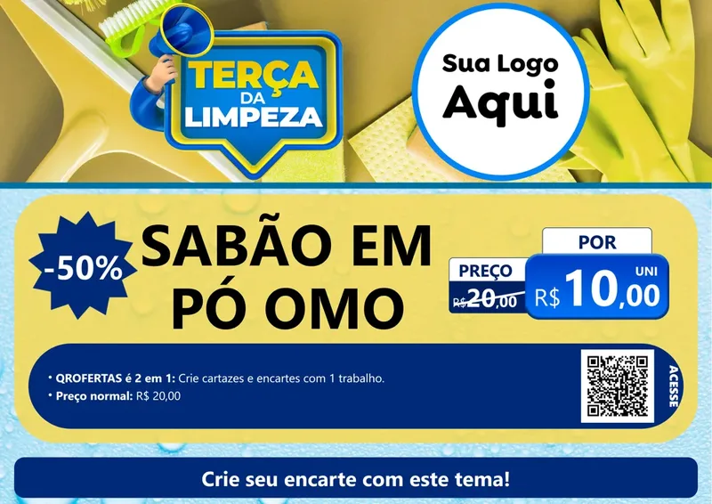 Modelo de Cartaz para Cartaz A4 Horizontal com o tema Terça da Limpeza para Produtos de Limpeza