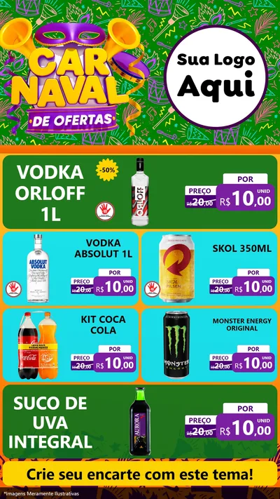 Modelo de TV para TV Vertical com o tema Carnaval de Ofertas para Distribuidora de bebidas