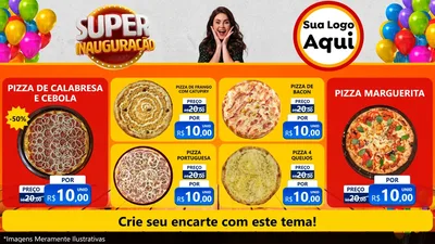 Modelo de TV para TV Horizontal com o tema Super Inauguração para Pizzaria