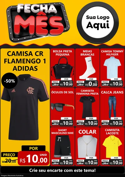 Modelo de Encarte para Encarte A4 Vertical com o tema Fecha Mês para Roupas e acessórios