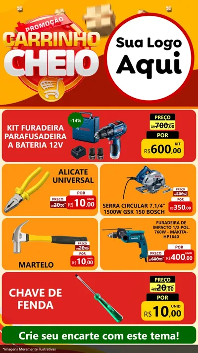Modelo de TV para TV Vertical com o tema Promoção carrinho cheio para Maquinas e Ferramentas