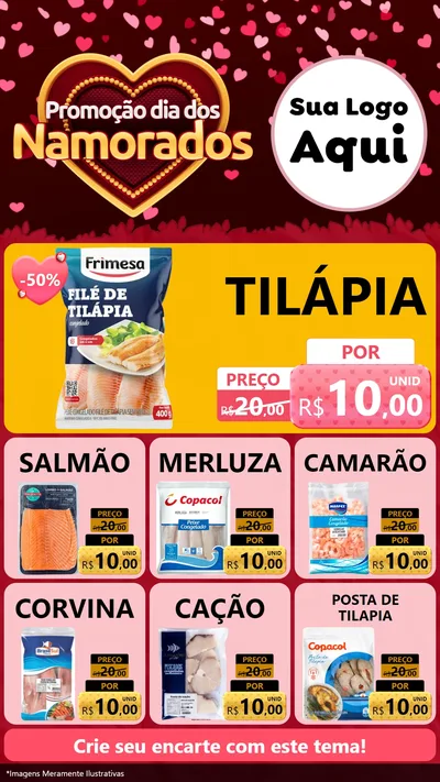 Modelo de Rede Social para Stories com o tema Promoção Dia Dos Namorados para Peixaria