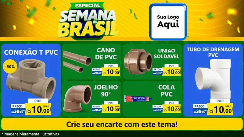 Modelo de TV para TV Horizontal com o tema Especial Semana do Brasil para Tubos e conexões
