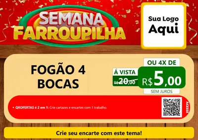 Modelo de Cartaz para Cartaz A4 Horizontal com o tema Semana Farroupilha para Móveis e Eletro
