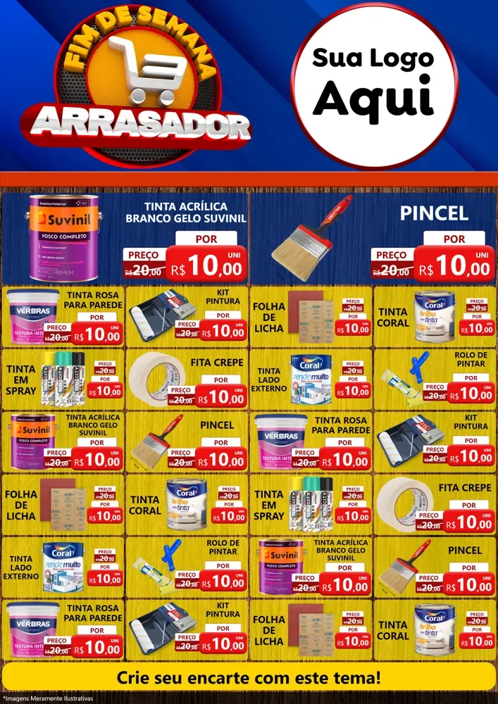 Modelo de Encarte para Encarte A4 Vertical com o tema Fim De Semana Arrasador para Tintas e Ferramentas