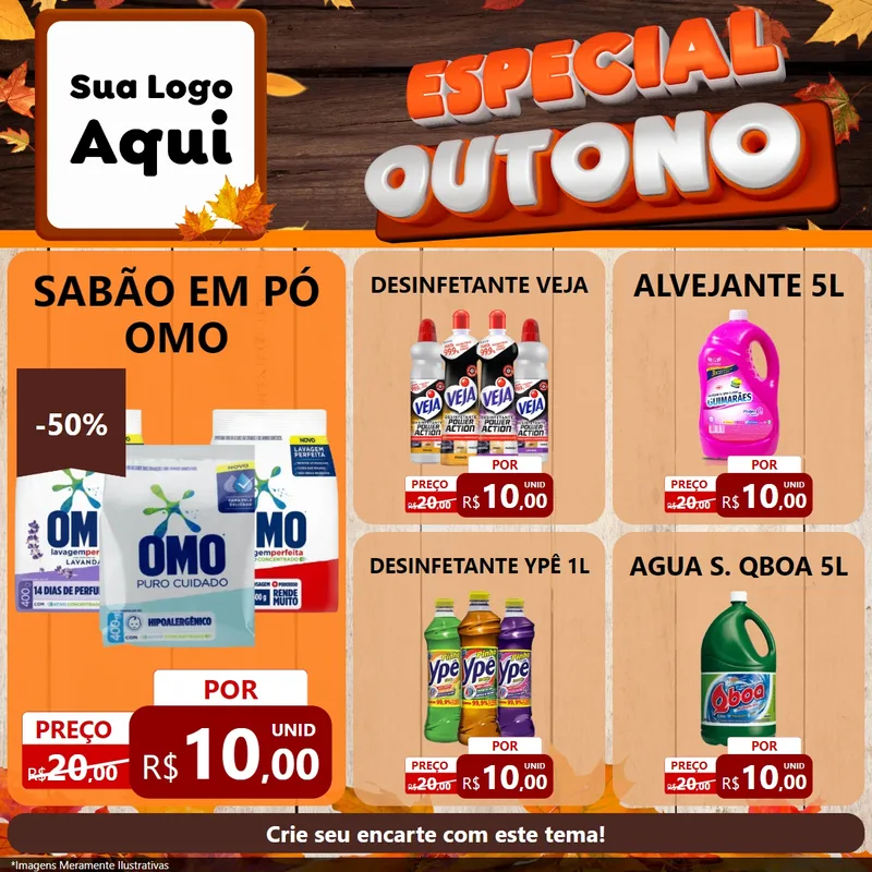 Modelo de Rede Social para Feed Facebook com o tema Especial Outono para Produtos de Limpeza