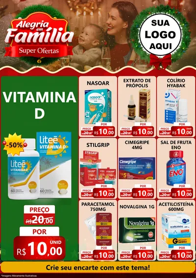 Modelo de Encarte para Encarte A4 Vertical com o tema Alegria Em Família - Super Ofertas para Farmácia