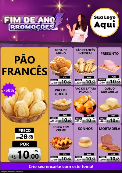 Modelo de Encarte para Encarte A4 Vertical com o tema Fim de Ano Promoções para Padaria