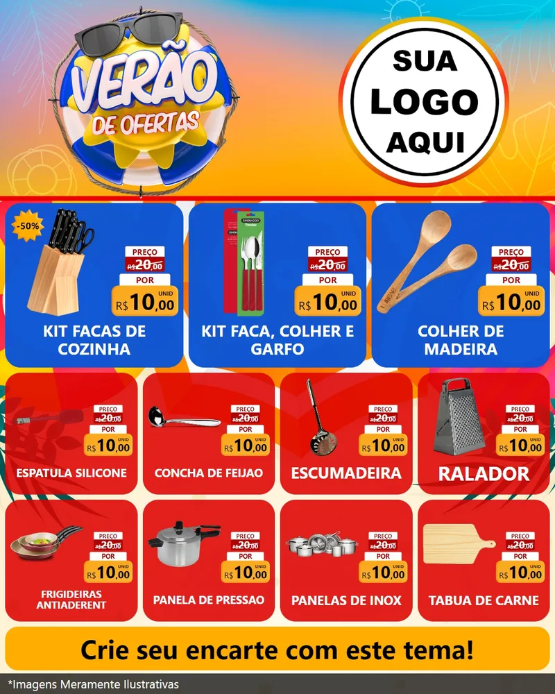 Modelo de Rede Social para Feed Instagram com o tema Verão de Ofertas para Utilidades Domésticas