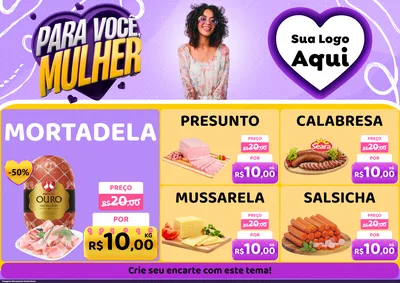 Modelo de Encarte para Encarte A4 Horizontal com o tema Para Você, Mulher para Frios e Laticínios